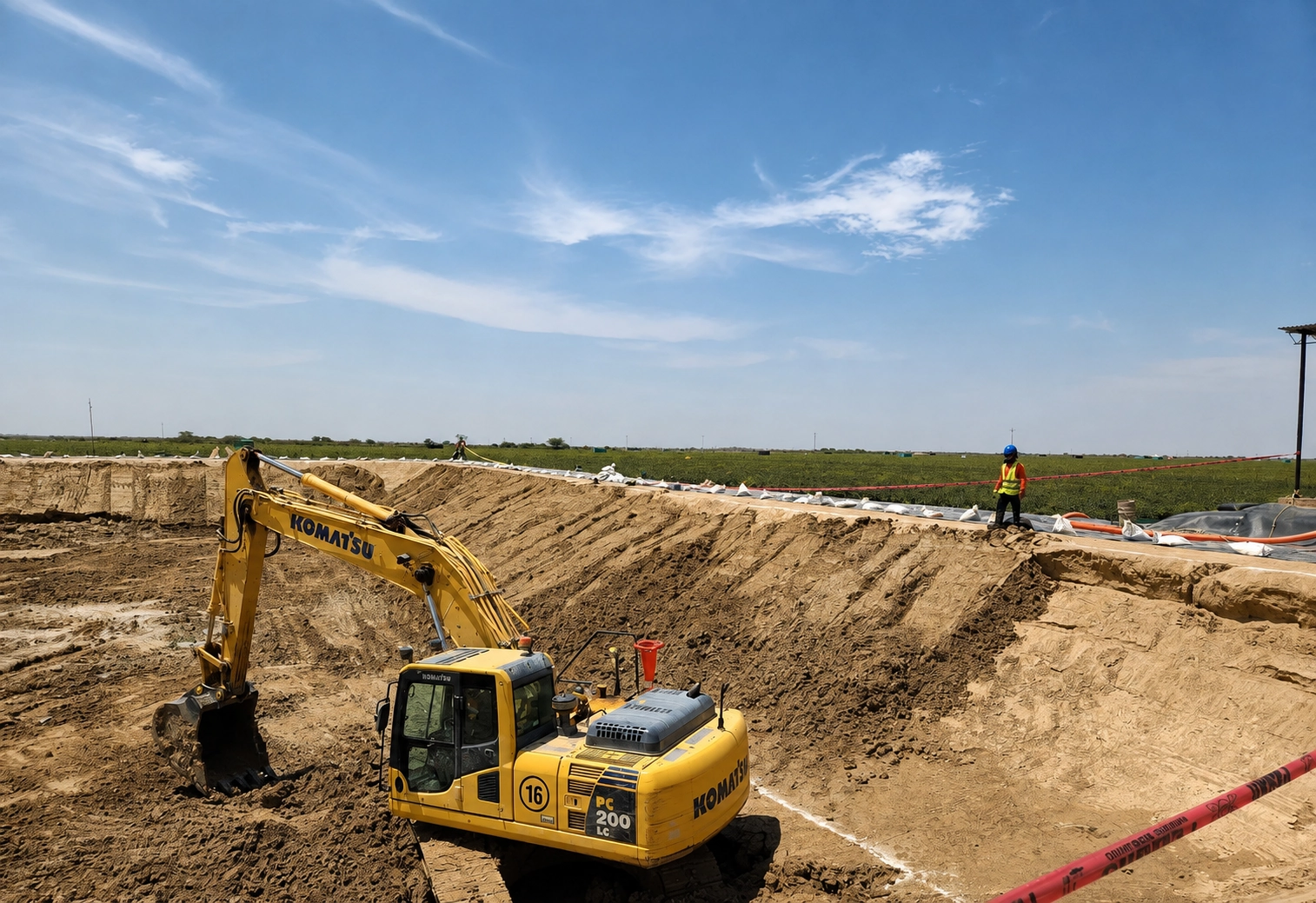 Excavadora en movimiento de tierras